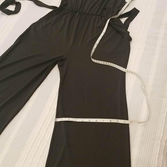 NWT H HALSTON Women's Scoop Neck Belted Jumpsuit In Deep Evergreen, size XS - Picture 12 of 13